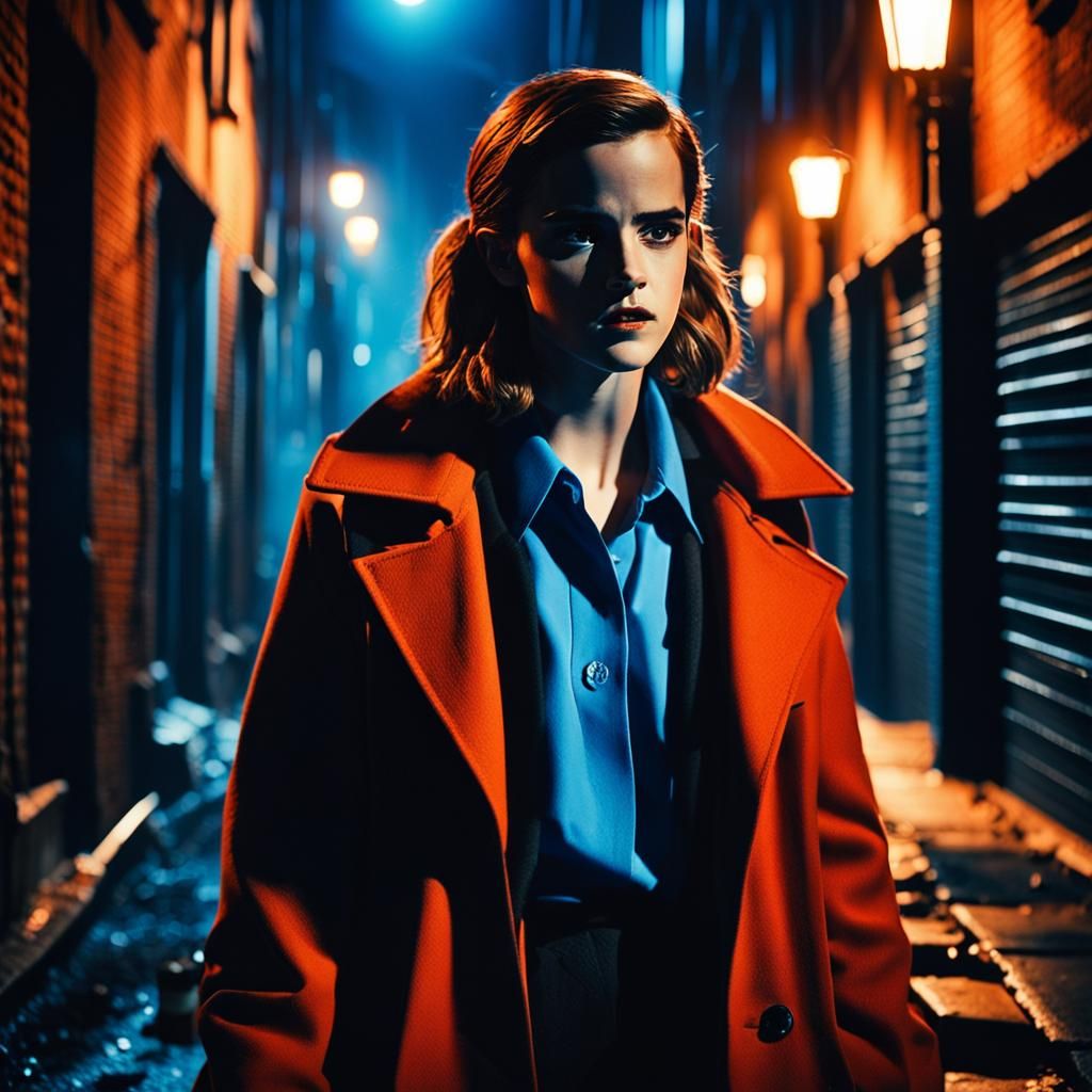 Emma Watson Crime Fighter in Film Noir Style