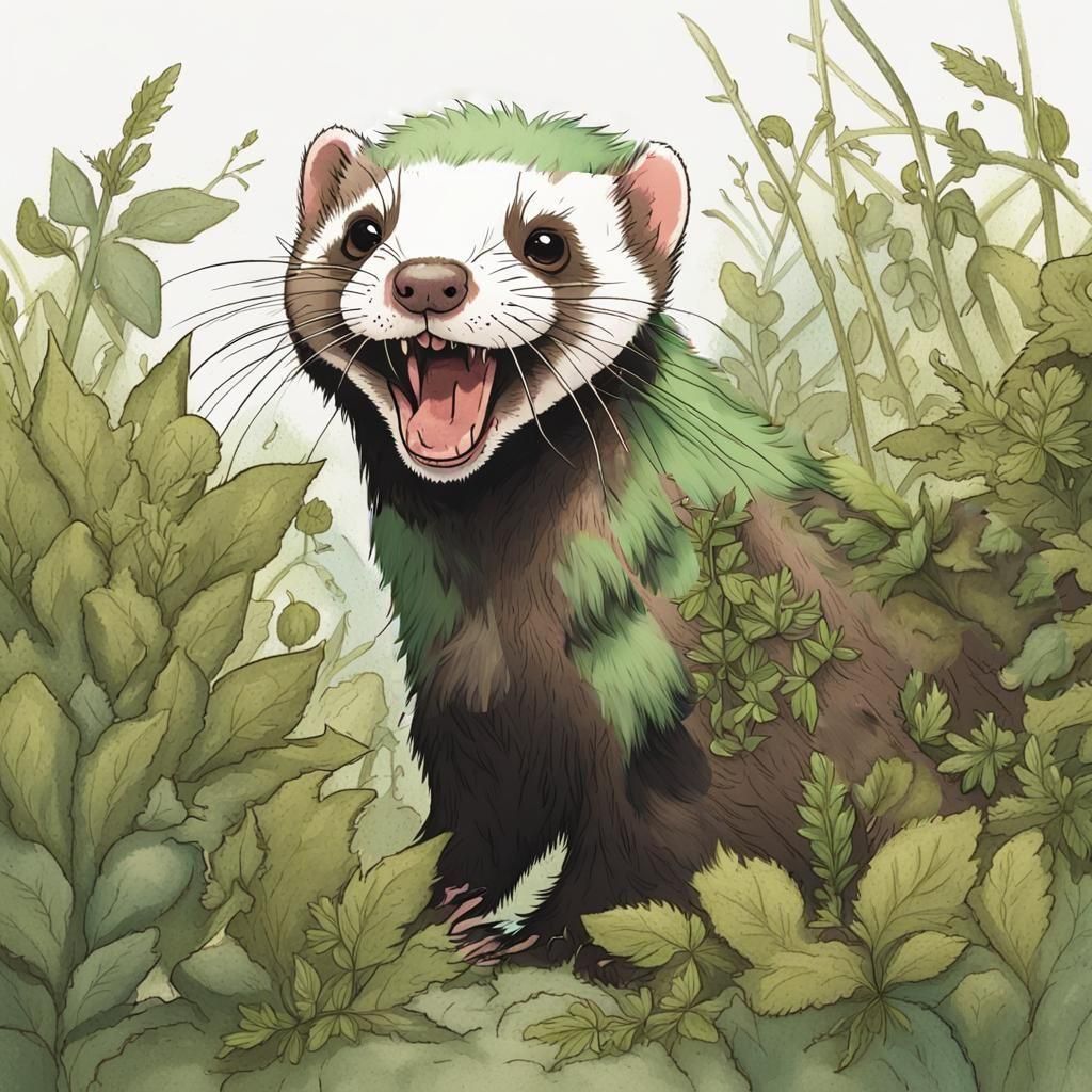 Zoology Illustration: Ferret Spitting Scribbles