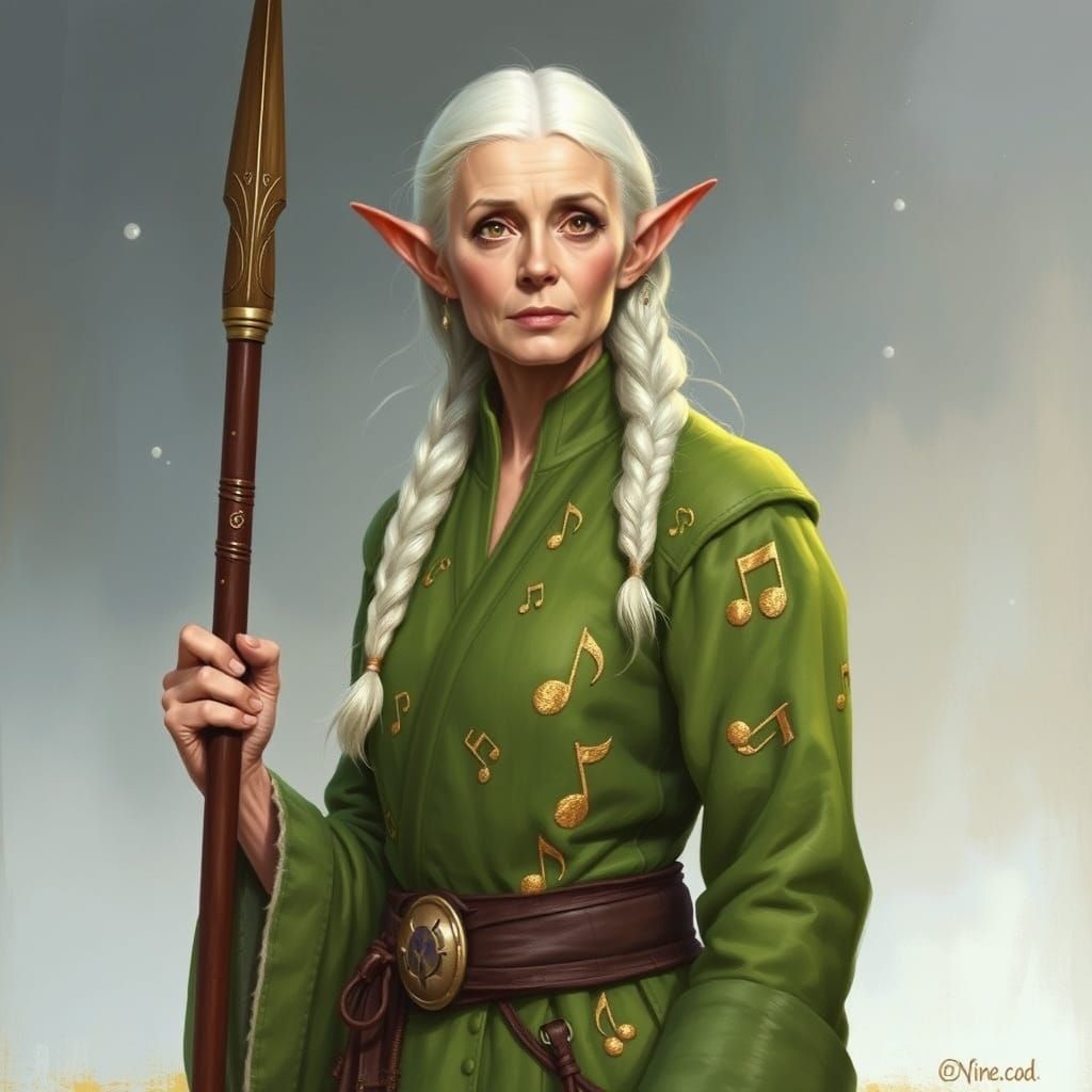 Elven Warrior in Winter Scene, Syd Mead Style