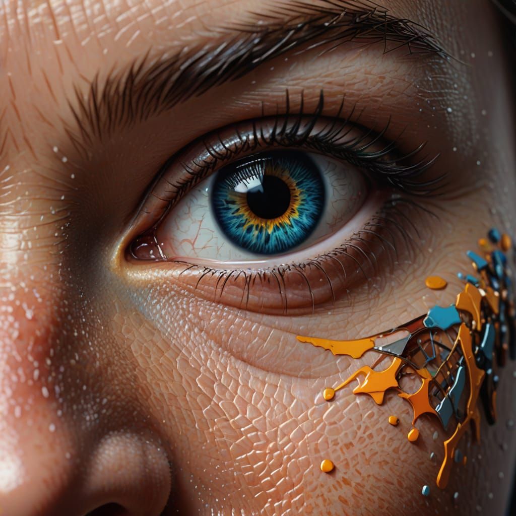 Hyper-Realistic Close-Up Portrait in Digital Art