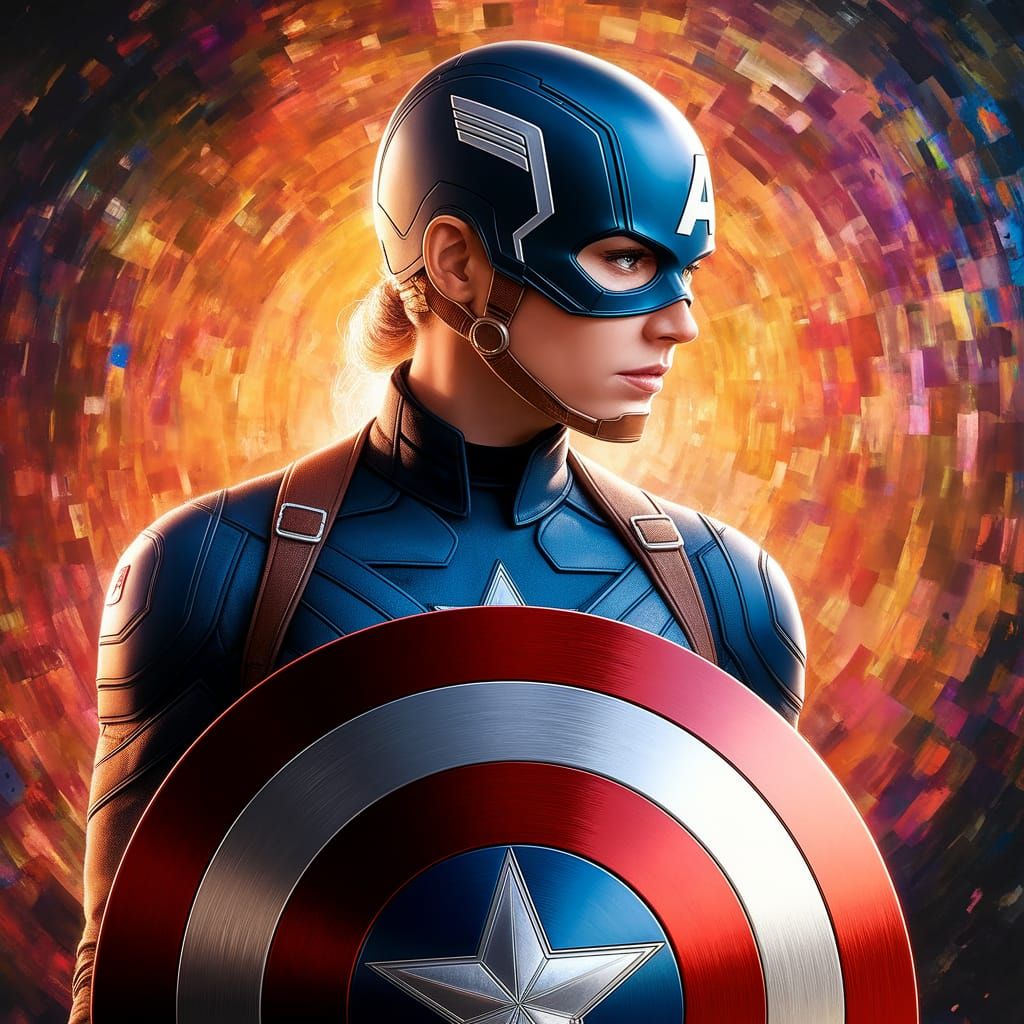 Kristanna Loken as Captain America in Vibrant Digital Art
