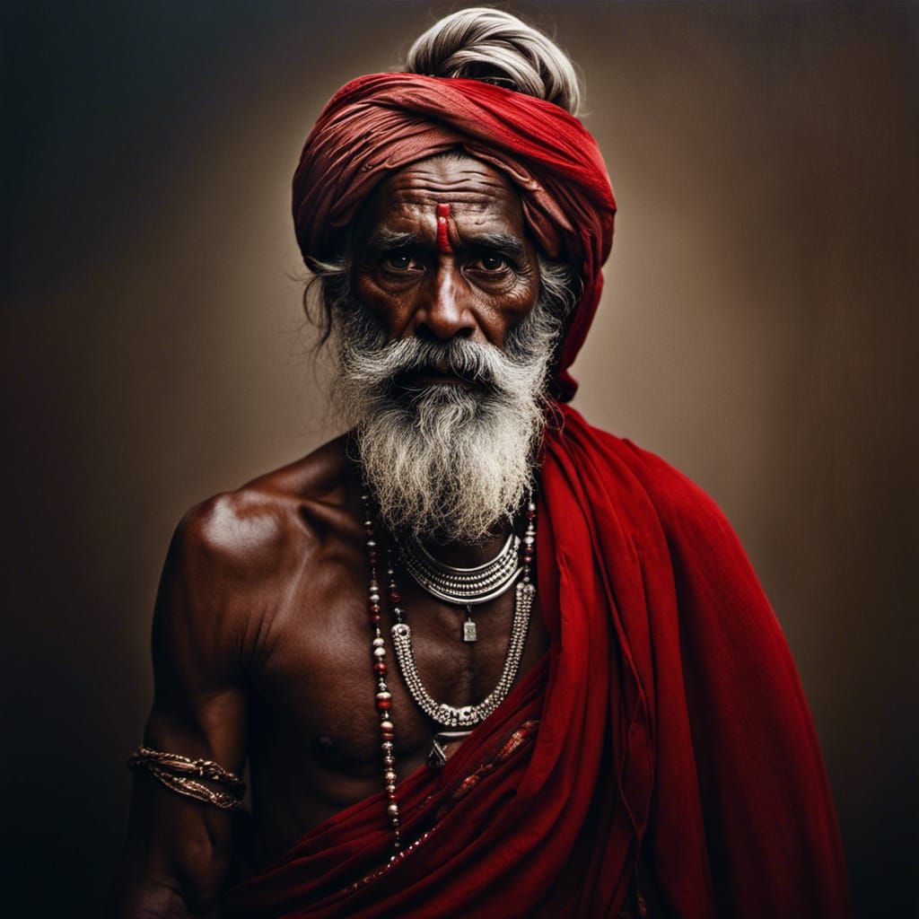 Detailed Portrait of a Hindu Sadhu