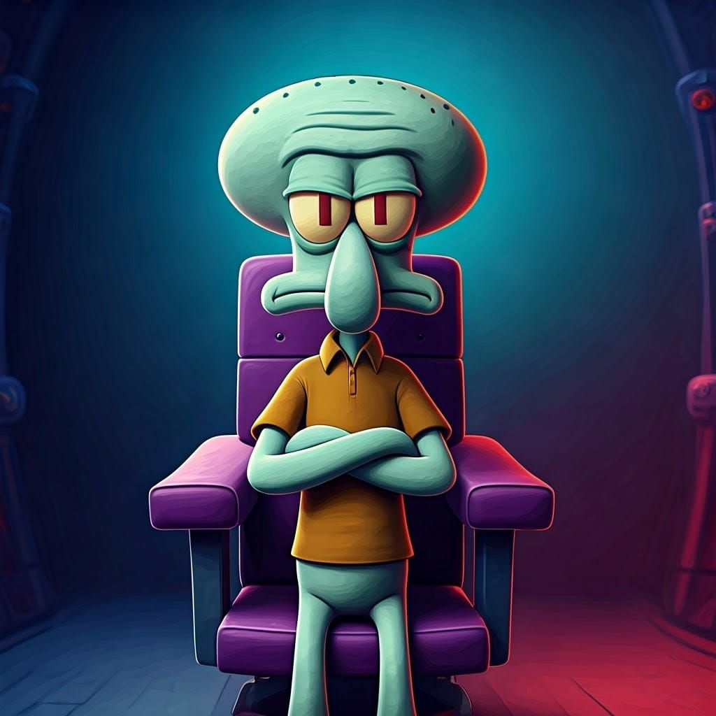 Squidward Tentacles in Timeout: 3D Digital Art