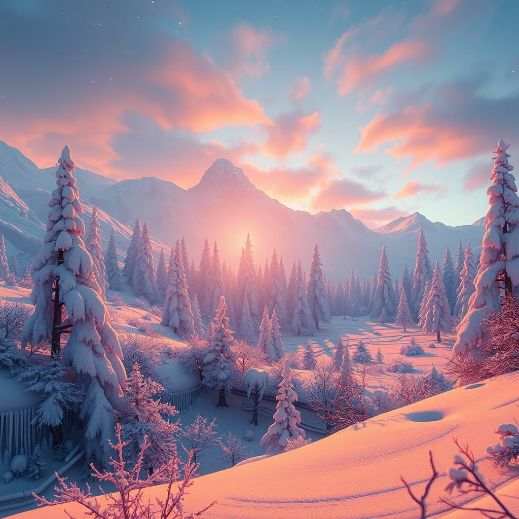 Enchanting Frozen Winter Landscapes in Hyper-Realistic Detai...