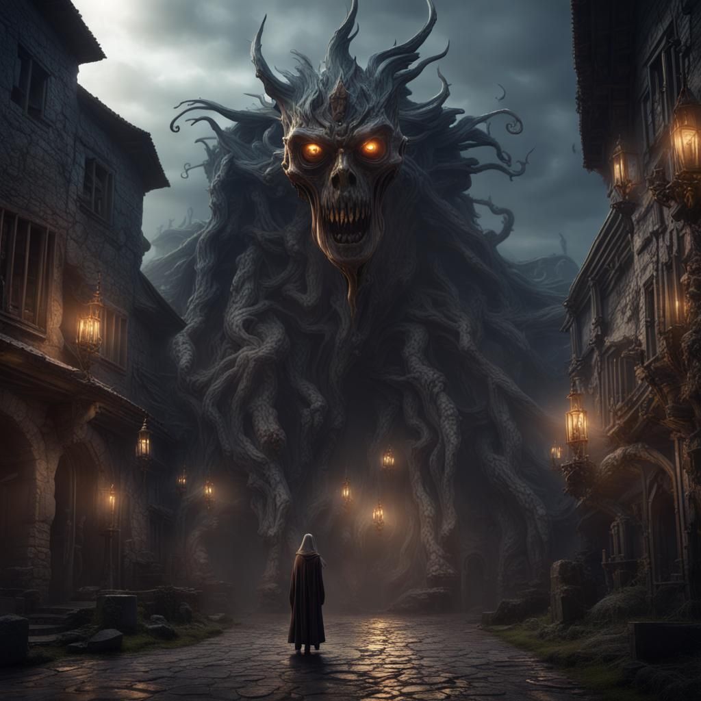 Ancient Guardian Awakens: Detailed Matte Painting