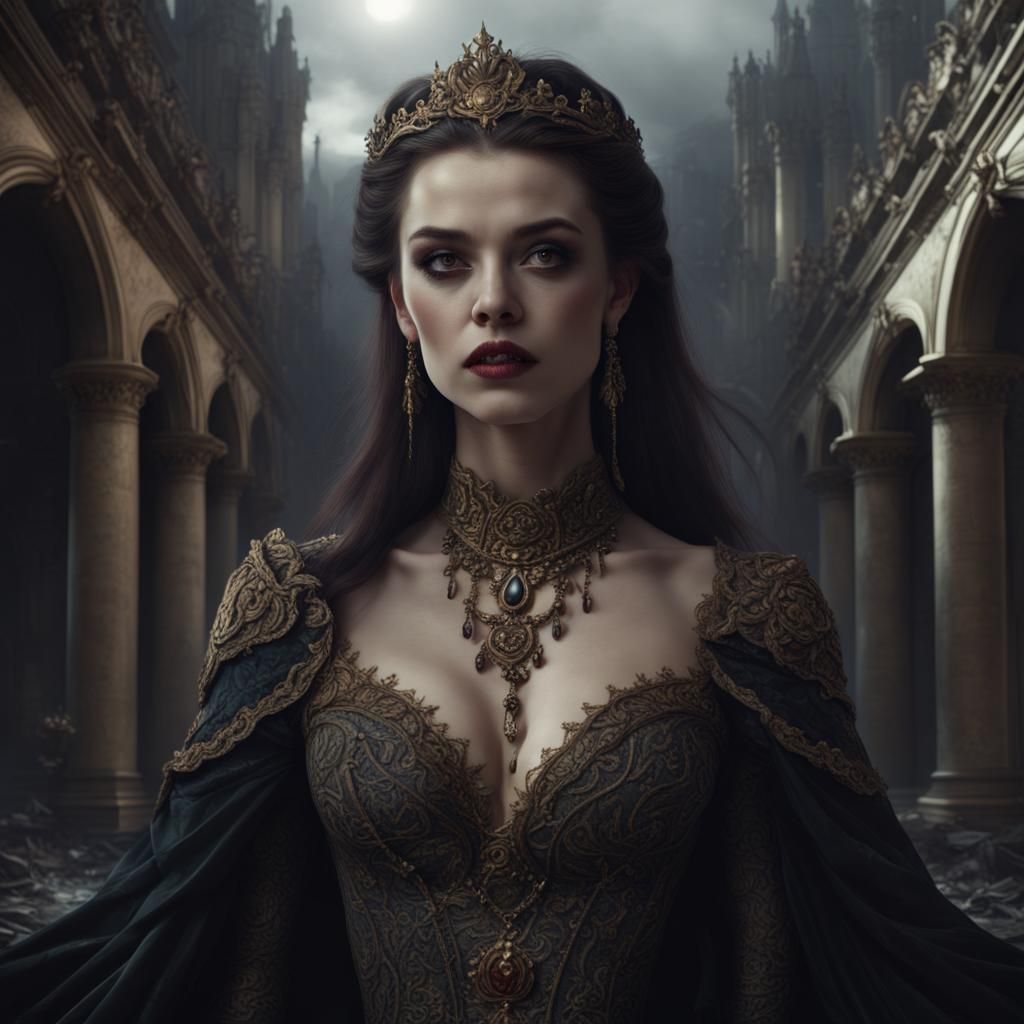 Elegant Vampiress in a Dramatic Digital Painting