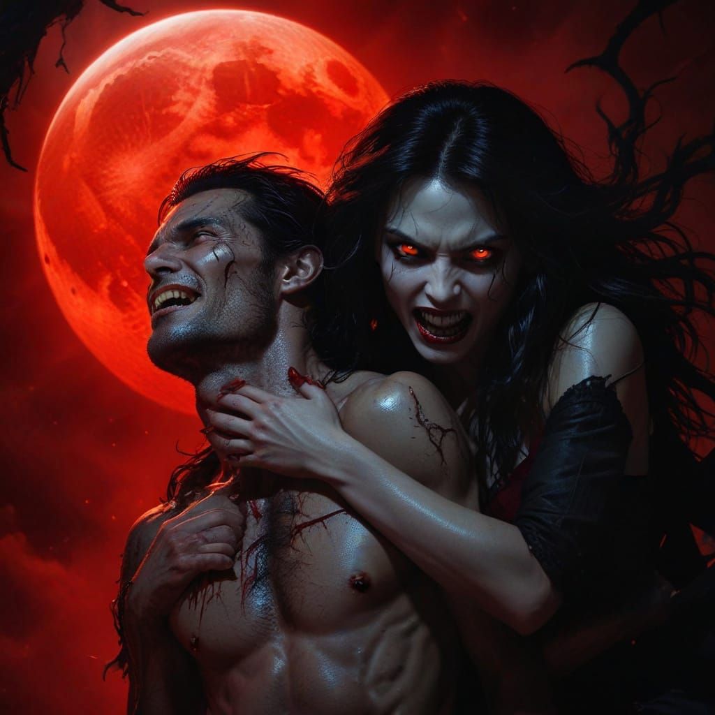 Ethereal Vampire in Moonlit Terror