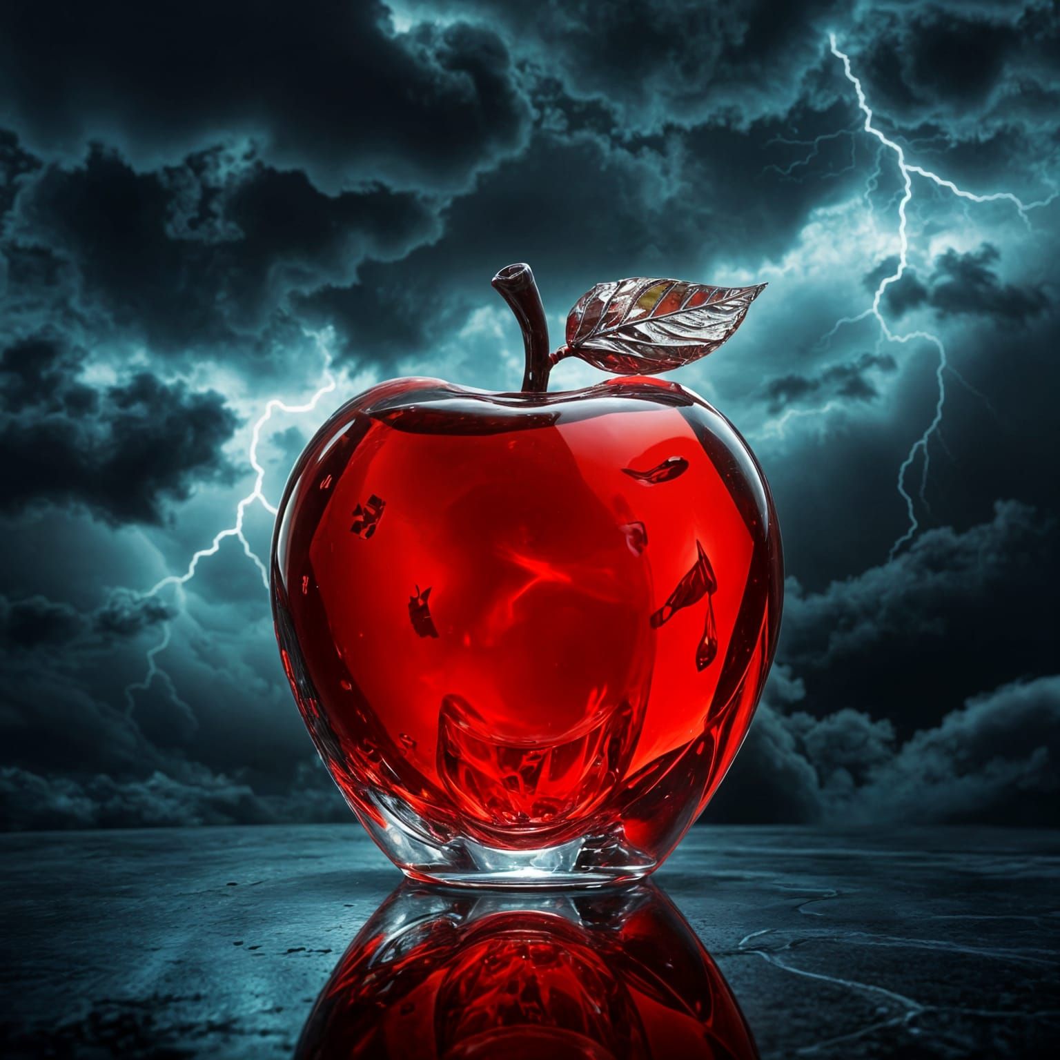 Crystal Apple in Turbulent Stormy Skies