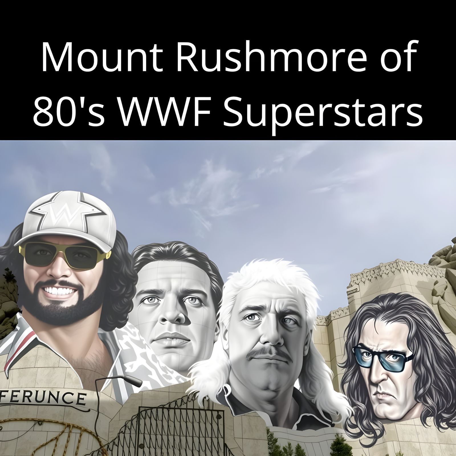 Mount Rushmore of 80s WWF Wrestlers, Digital Art