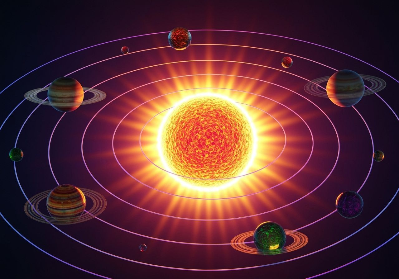 Vivid Glass Solar System in Cosmic Glow