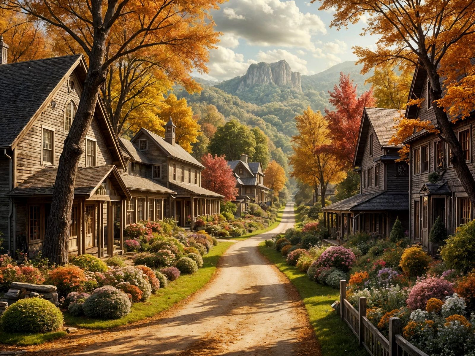Autumn Town Scene in Realistic Style