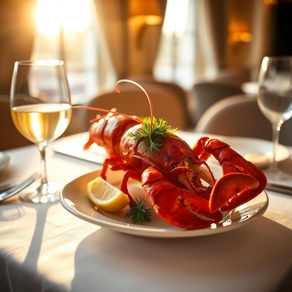 Succulent Lobster Still Life in Parisian Restaurant