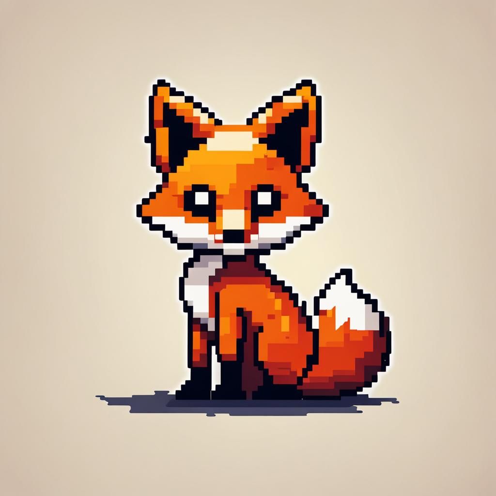 Minimalist Pixel Art of a Chibi Fox