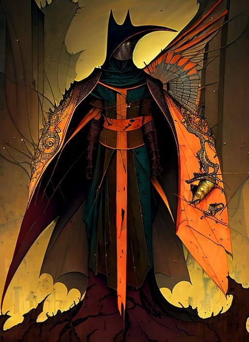 Aetherpunk Arcane Knight in Ornate Crow Armor