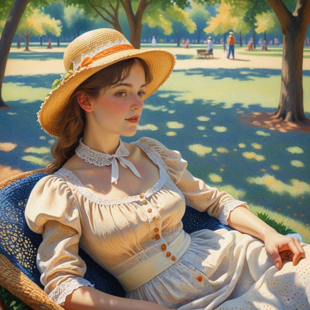 Pointillist Scene in Seurat's Style, 1880 AD