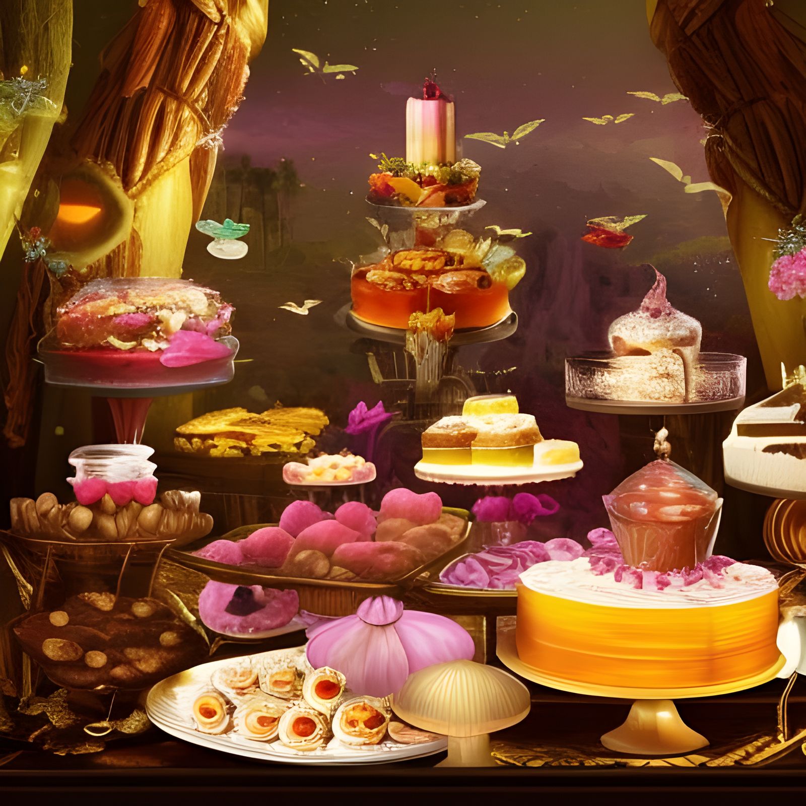 Glossy Dessert Buffet with a Fairy