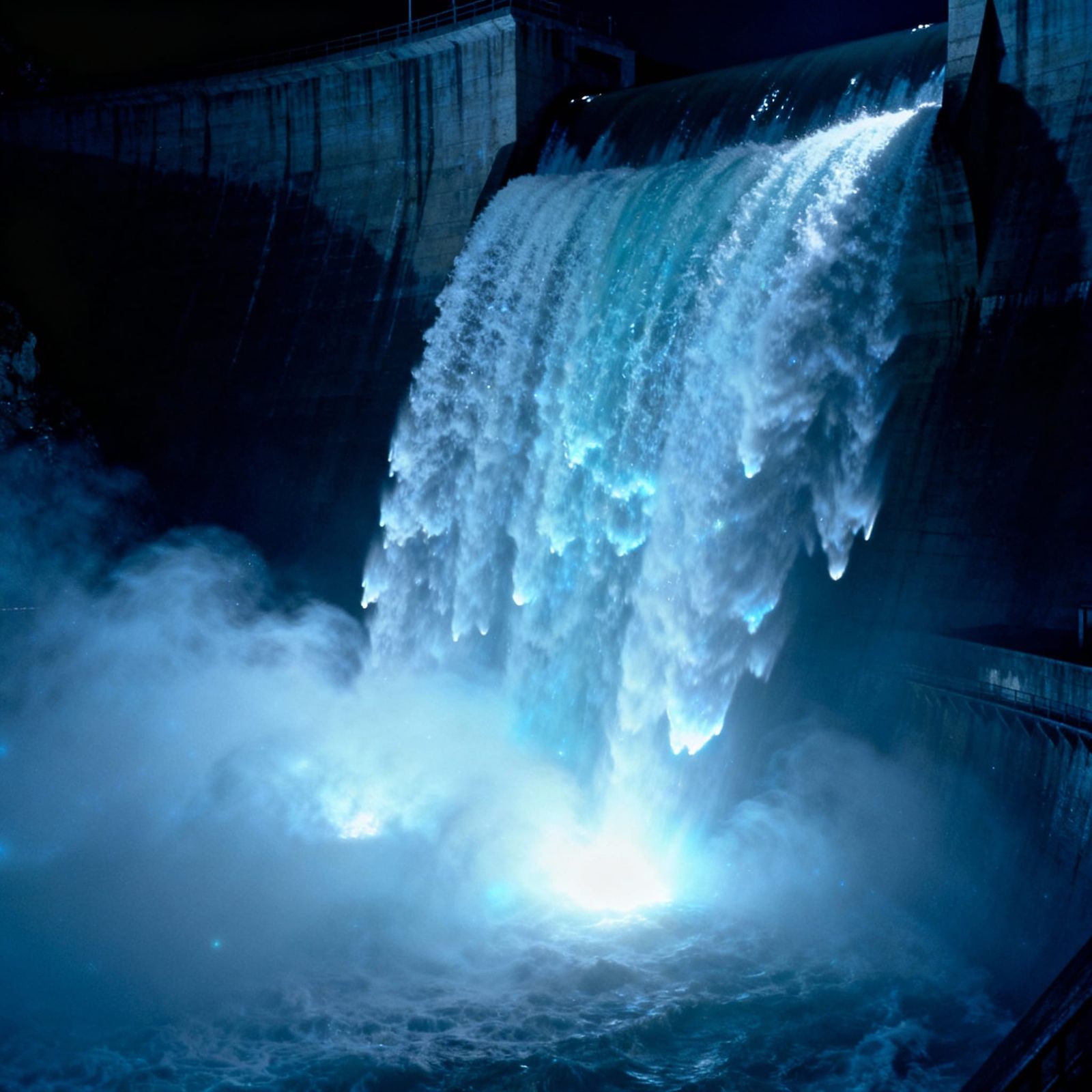 Dam Water Suspended in Ethereal Slow Motion