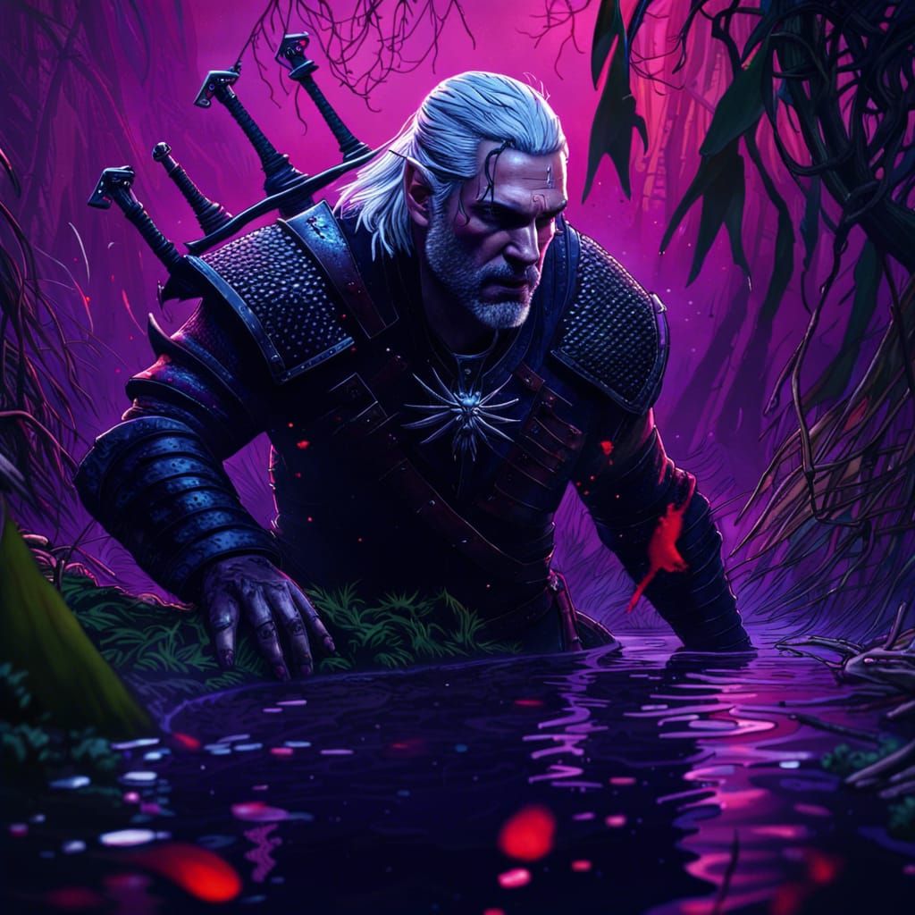 Geralt of Rivia Battles Swamp Monster in Octane Render