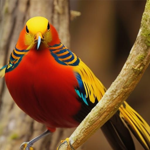 Majestic Golden Pheasant: Hyperrealistic Avian Art