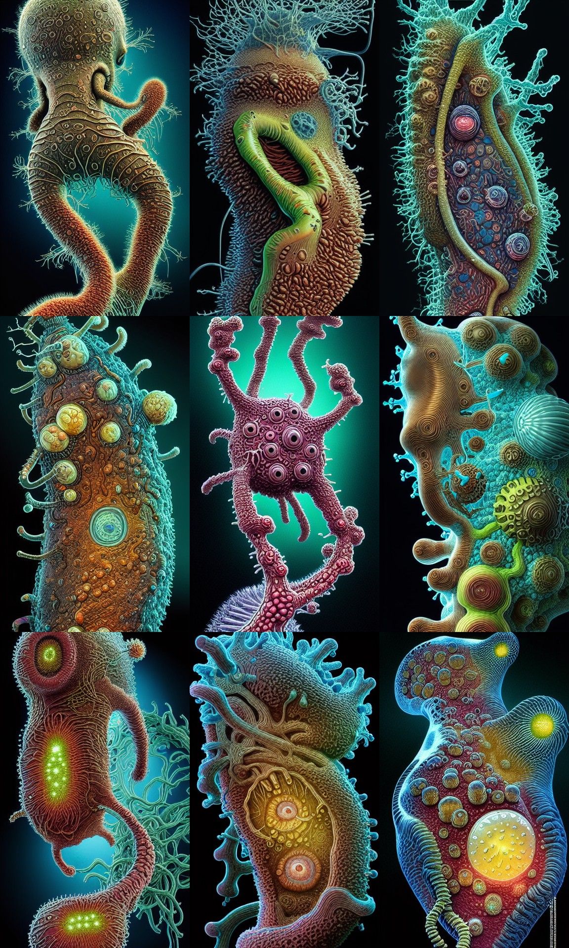 Glowing Microbes: A Detailed Microscopic Illustration