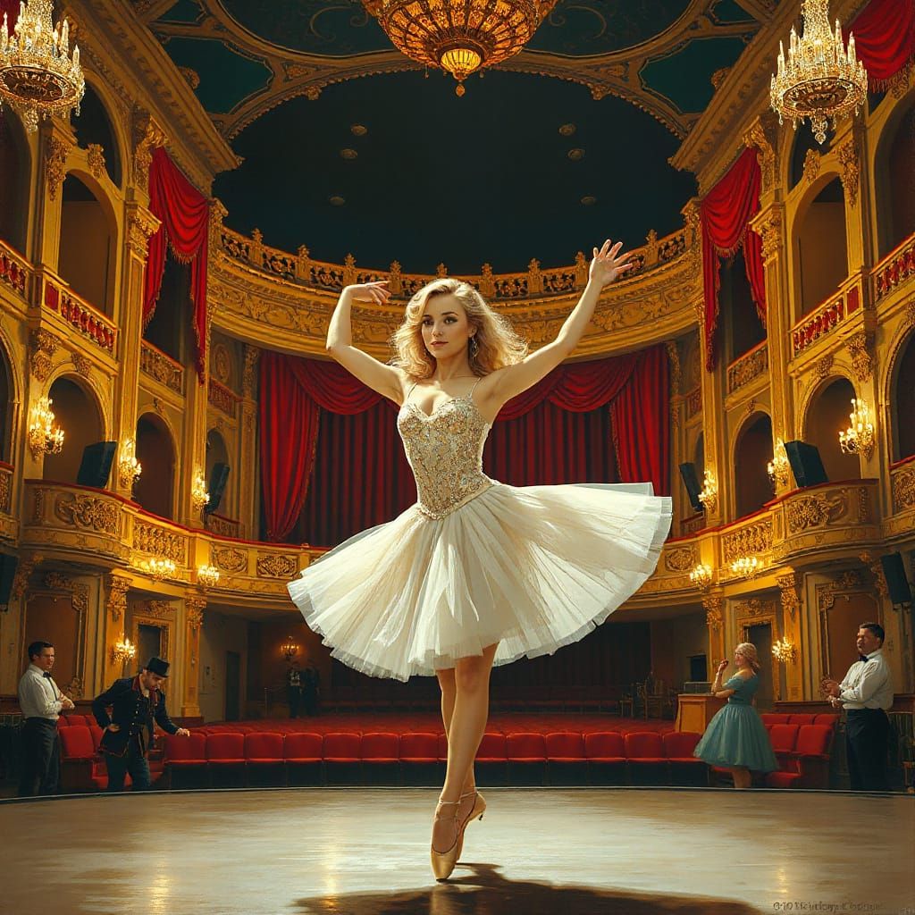 Elegant Ballerina Dancing on Broadway