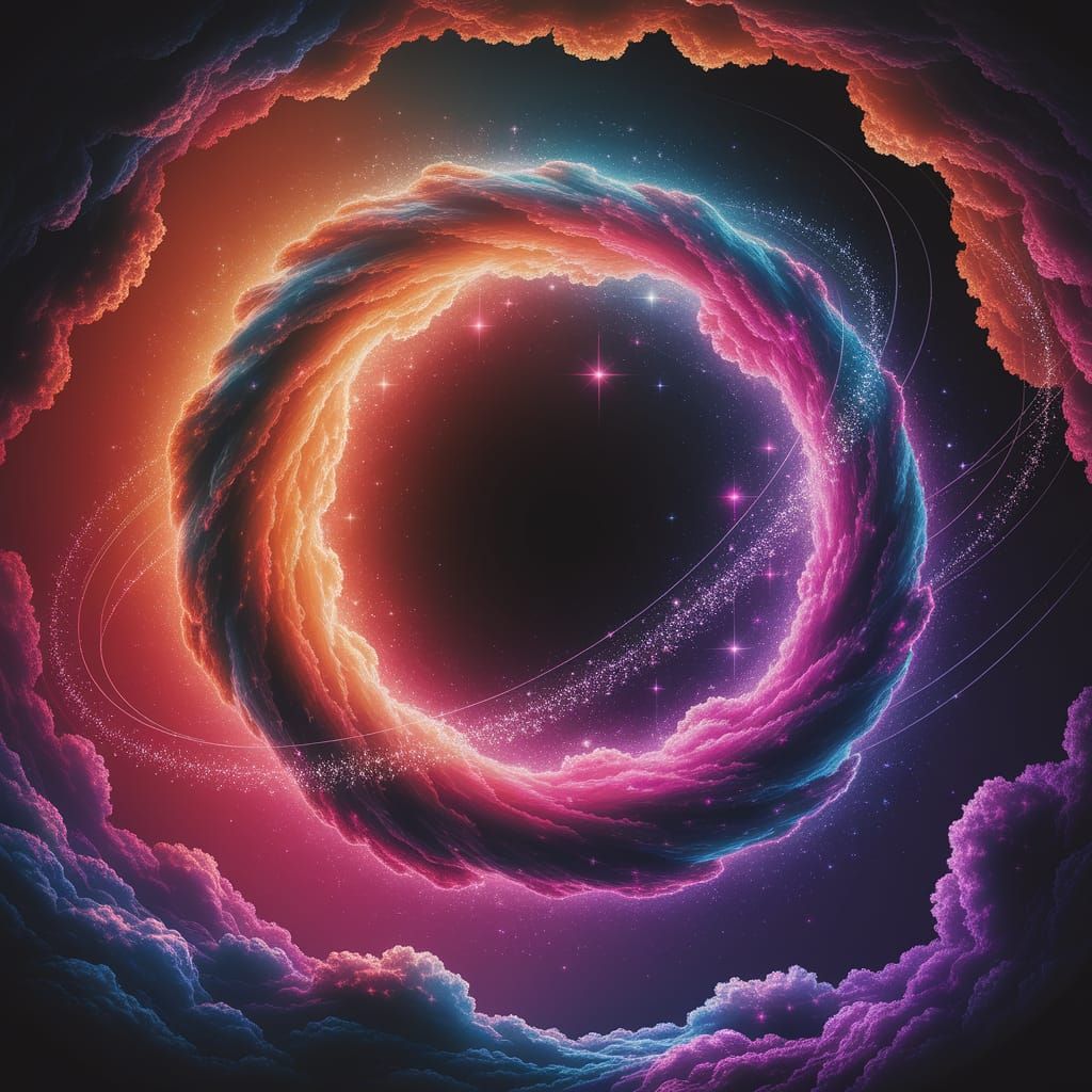 Astronomical Holographic Nebula in Ethereal Cosmic Colors