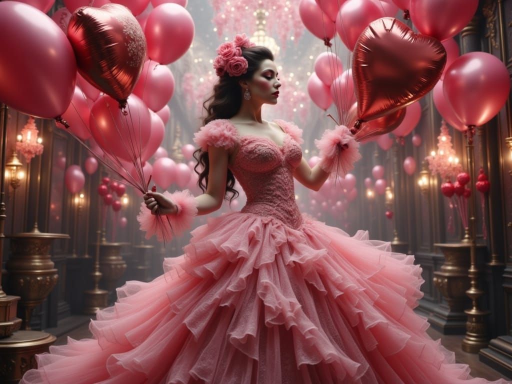 Surreal Gothic Circus Christmas Scene with Mrs. Claus