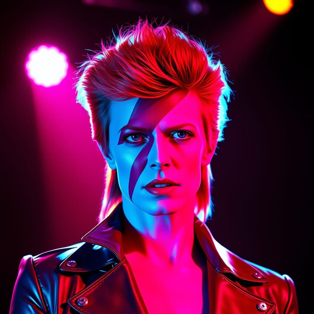 David Bowie as Ziggy Stardust Woman in Pop Art Style