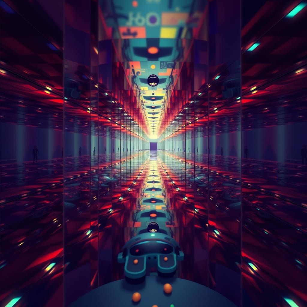 Surreal Mirrored Landscape of Infinite Reflections