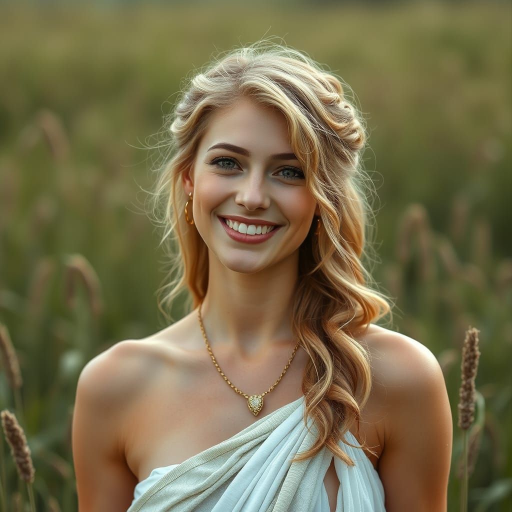 Greek Goddess Aphrodite in a Field