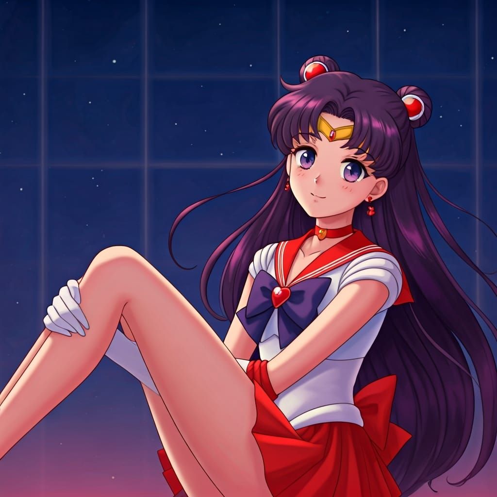 Sailor Moon and Sailor Mars Anime Scene