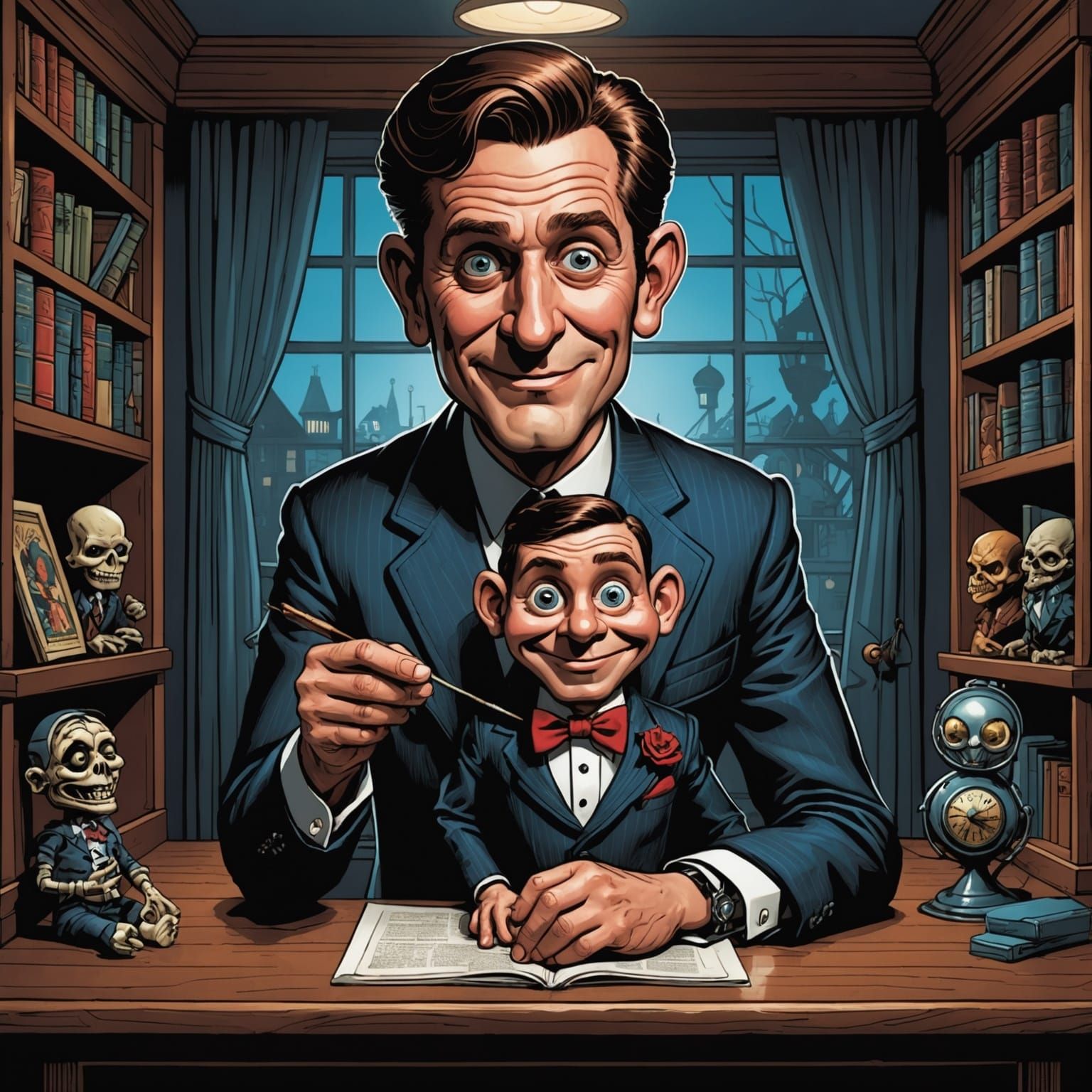 Ventriloquist Puppet in Comic Book Art Style