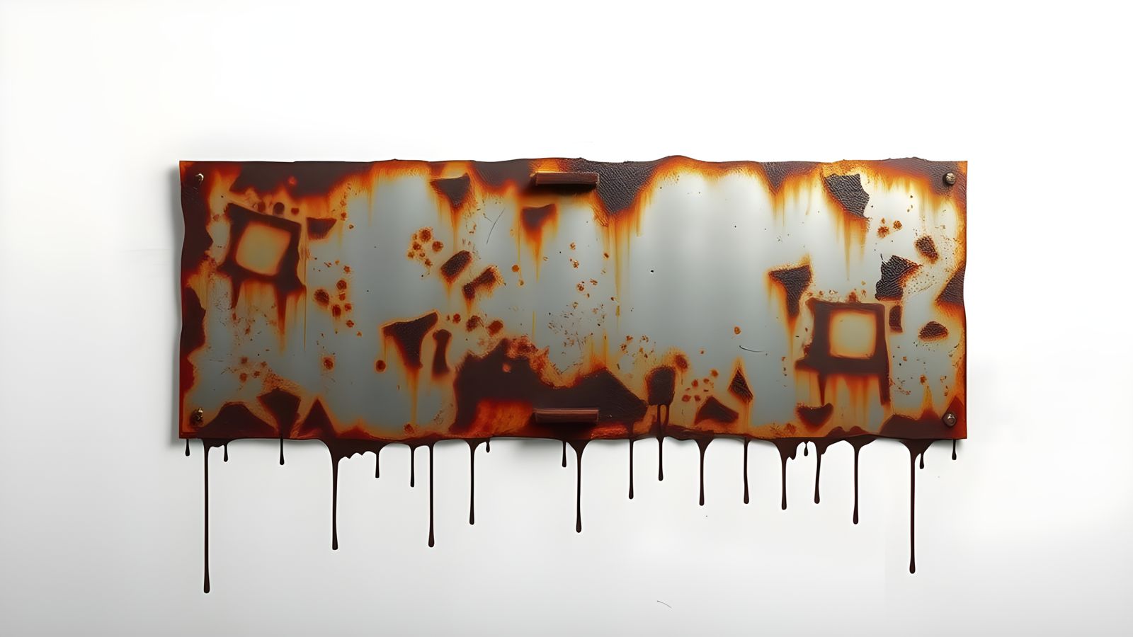 Photo-Realistic Rusty Metal Panel on White Canvas