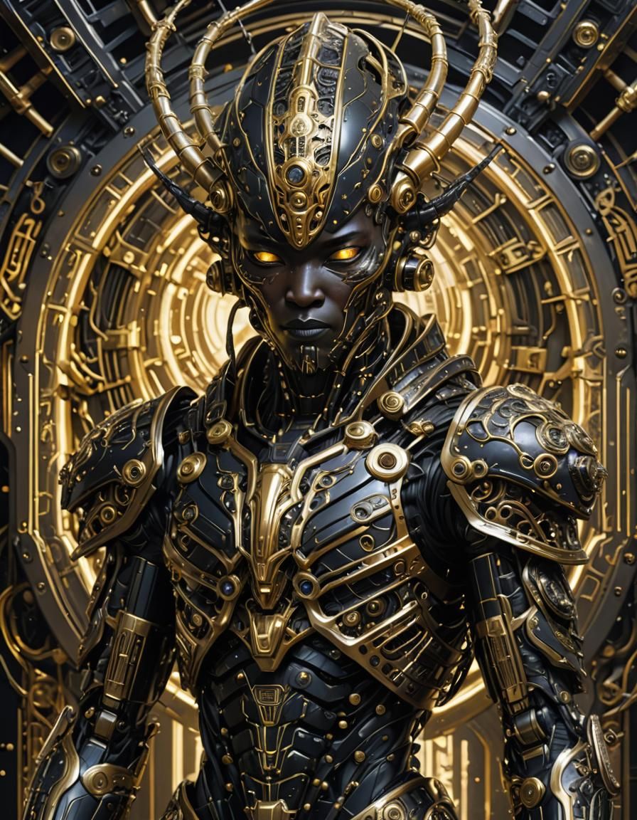 Alien-Human Hybrid in Robotic Armor, Digital Painting