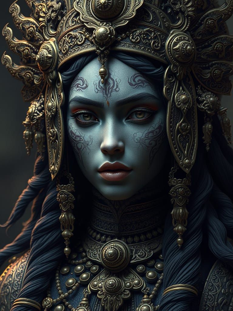 Empress of shadows in intricate elegance