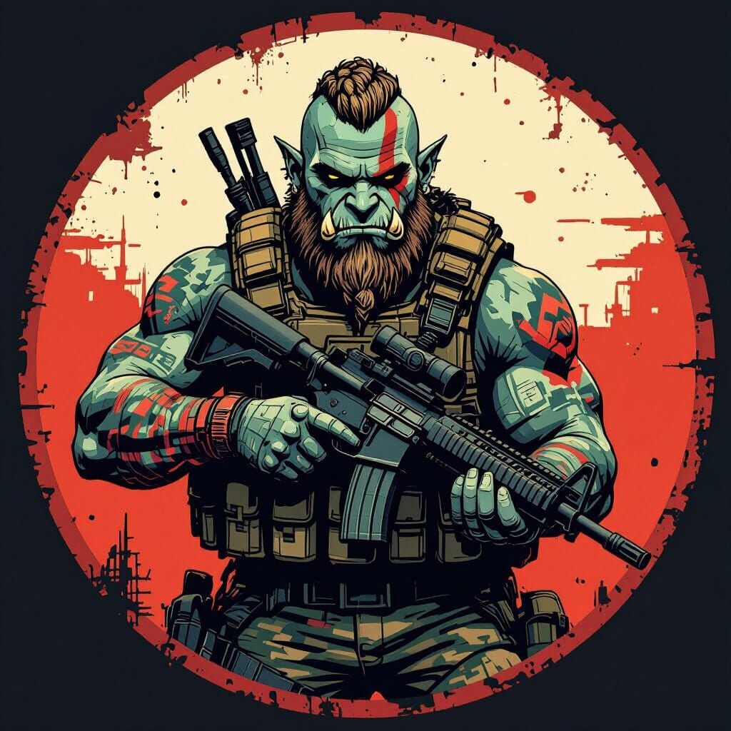 Orc Viking God Airsoft Warrior in Digital Art Style