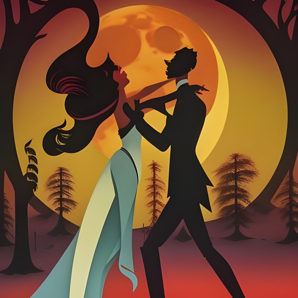 Passionate Tango Dance in Moonlit Forest