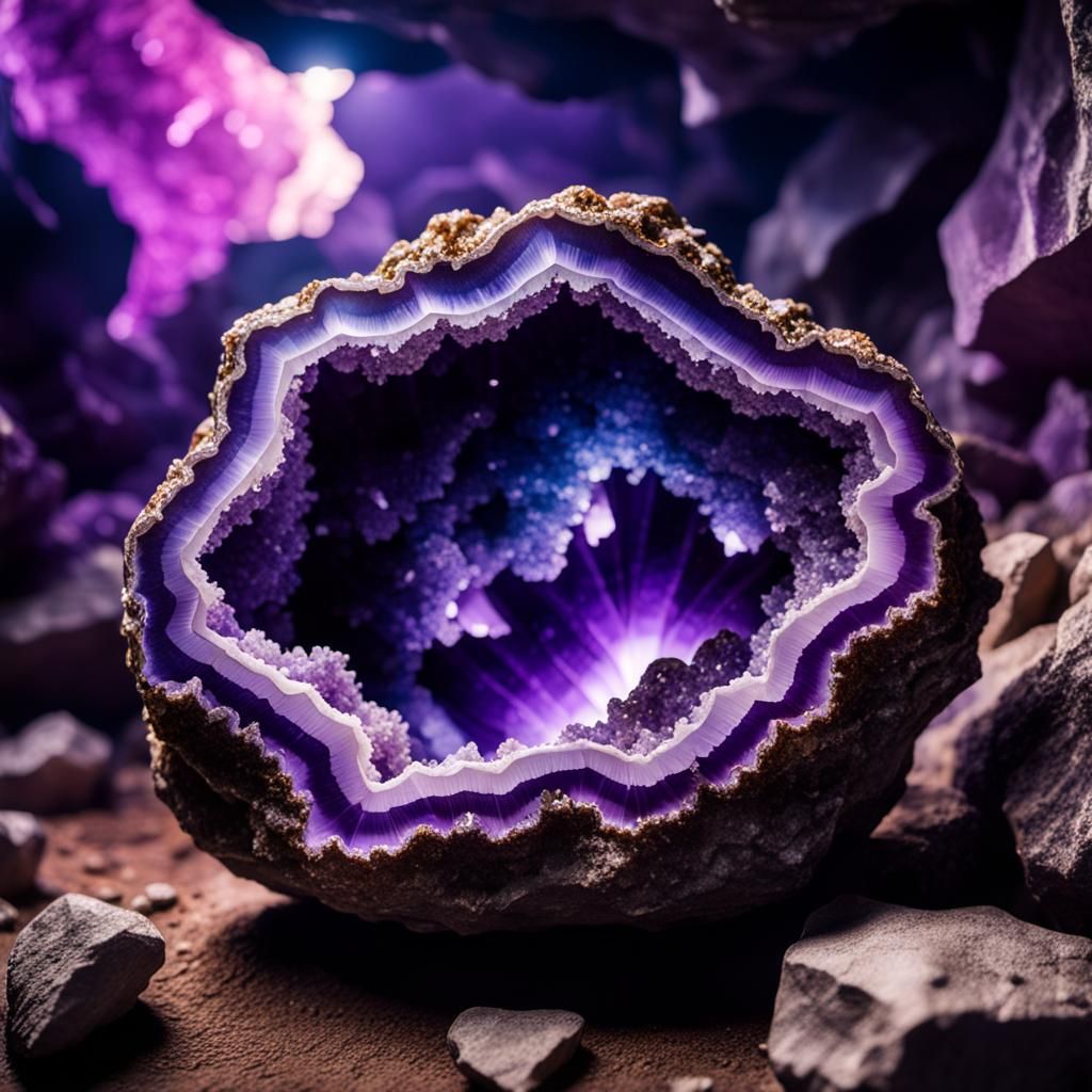 Close-Up of Giant Amethyst Crystal Geode