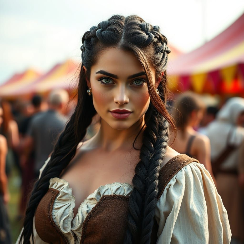 Glamorous Viking Supermodel in Outdoor Festival Setting