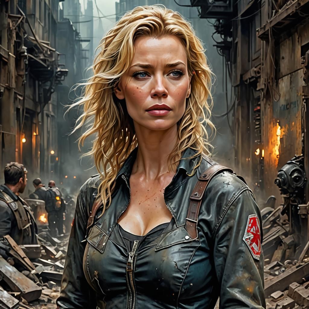 Post-Apocalyptic Survivor Portrait in Acrylic Painting Style