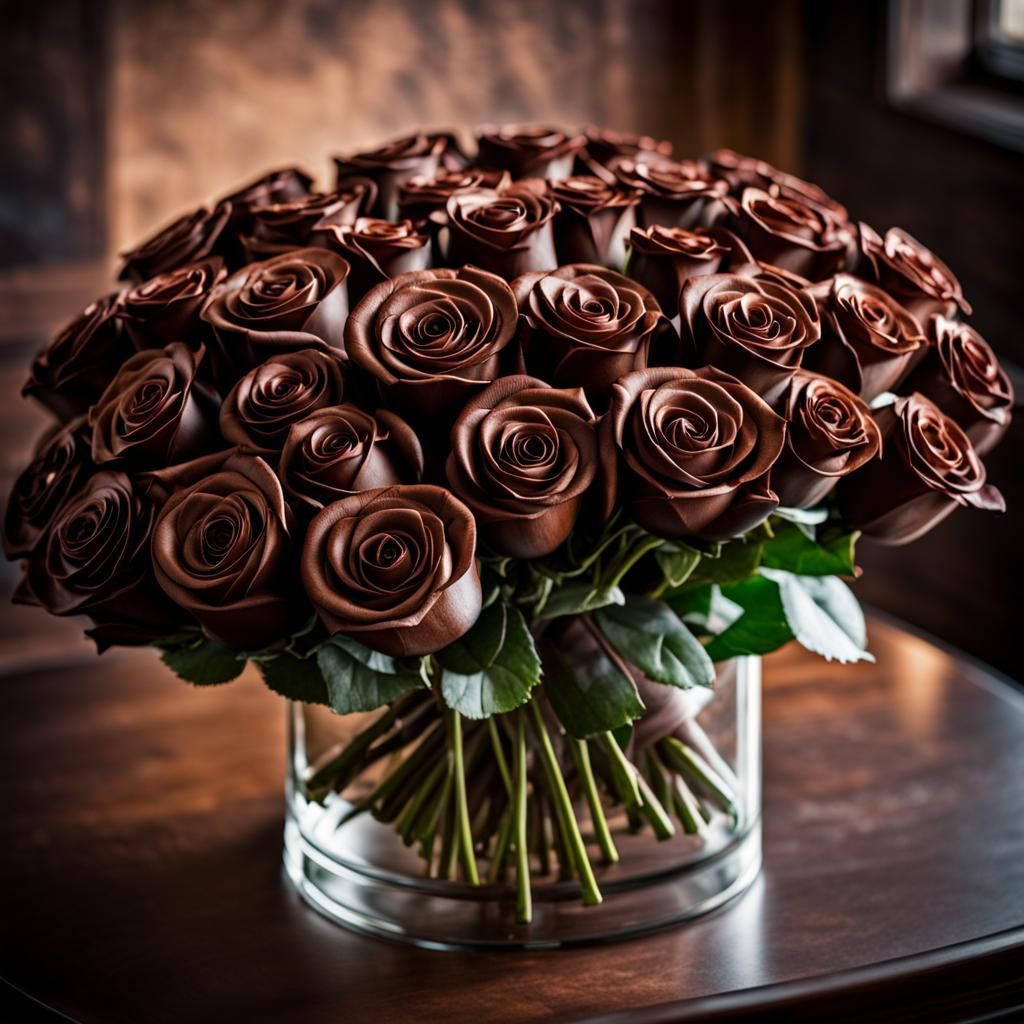 Hyperrealistic Chocolate Roses Delivery in HDR