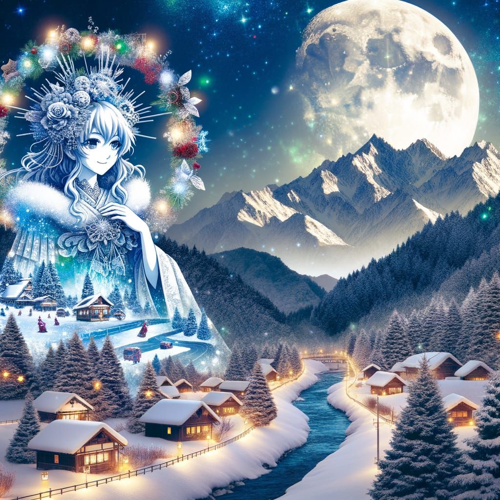 Anime Goddess Embodies Christmas Spirit in Whimsical Digital...