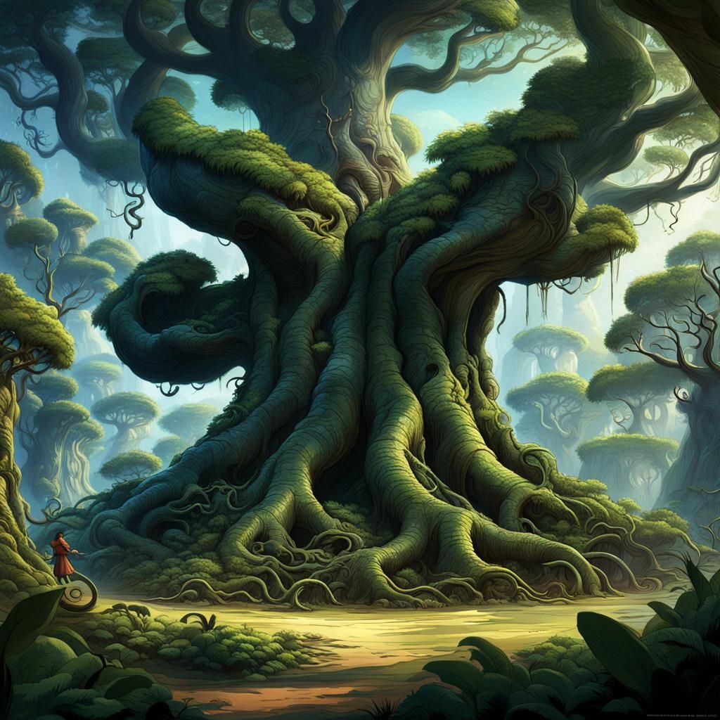 Mysterious Living Tree Island in 3D Digital Art