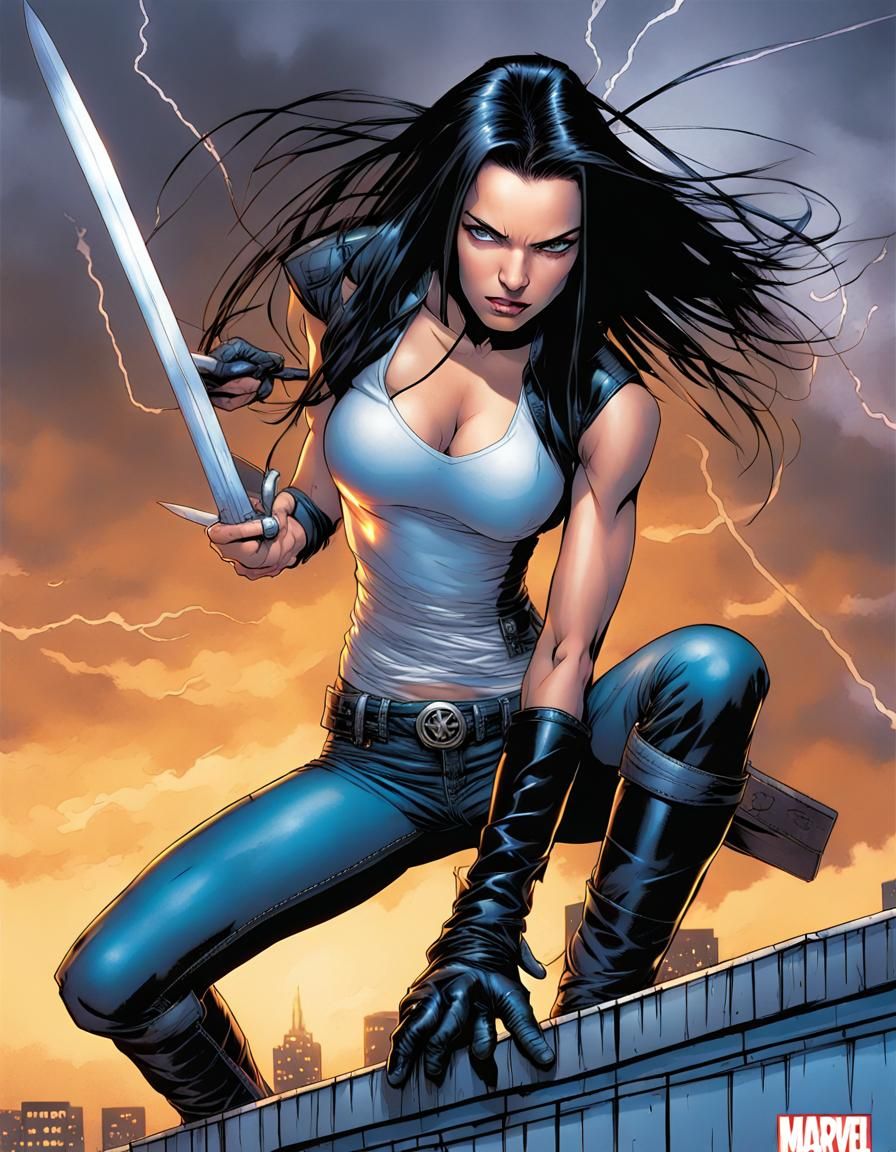 X-23 Ready to Fight on Rooftop at Night