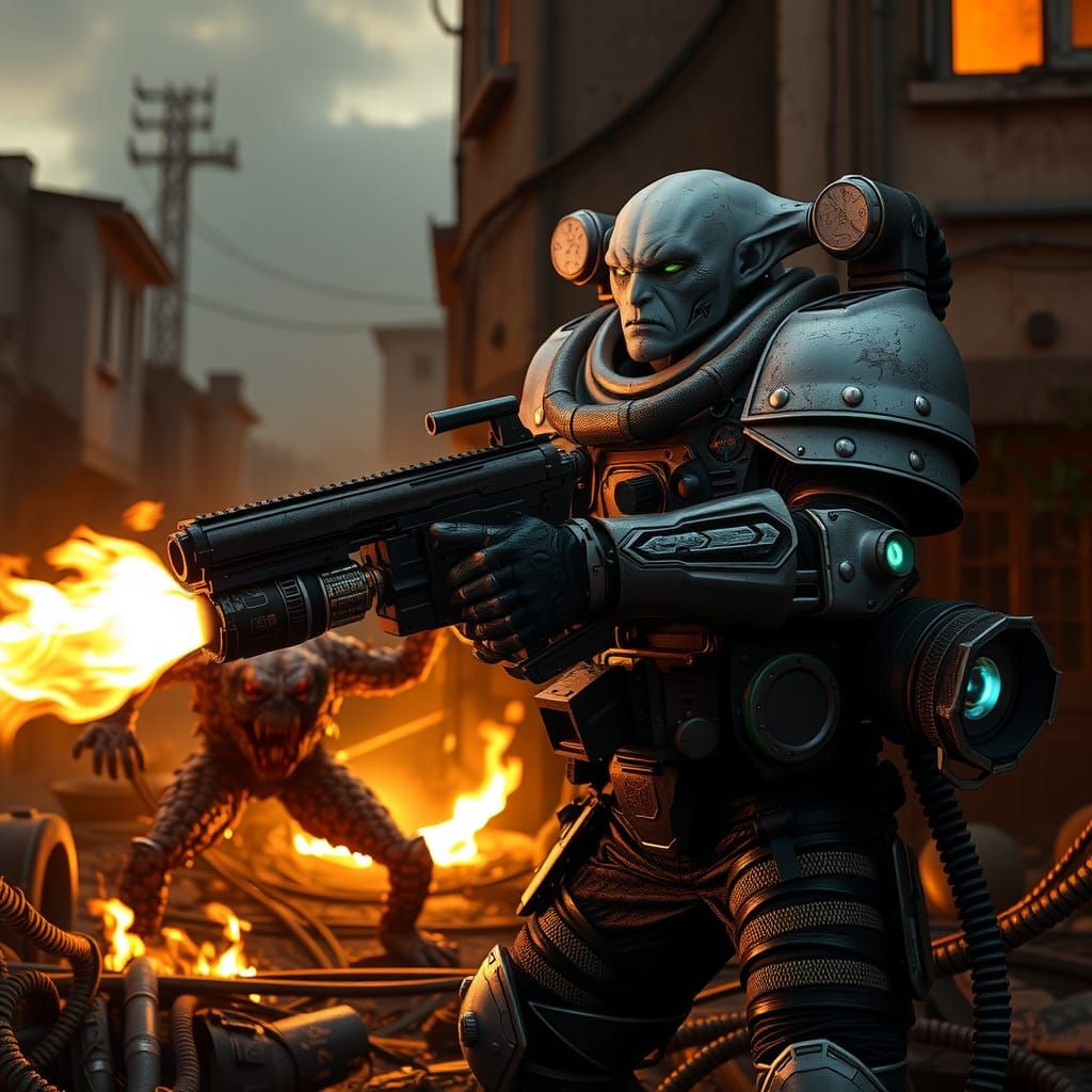 Mutant Confronts Troll in Post-Apocalyptic Ruins