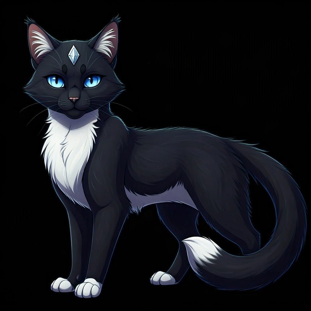Nimble Black She-Cat with Blue Eyes: Warrior Cats Fan Art