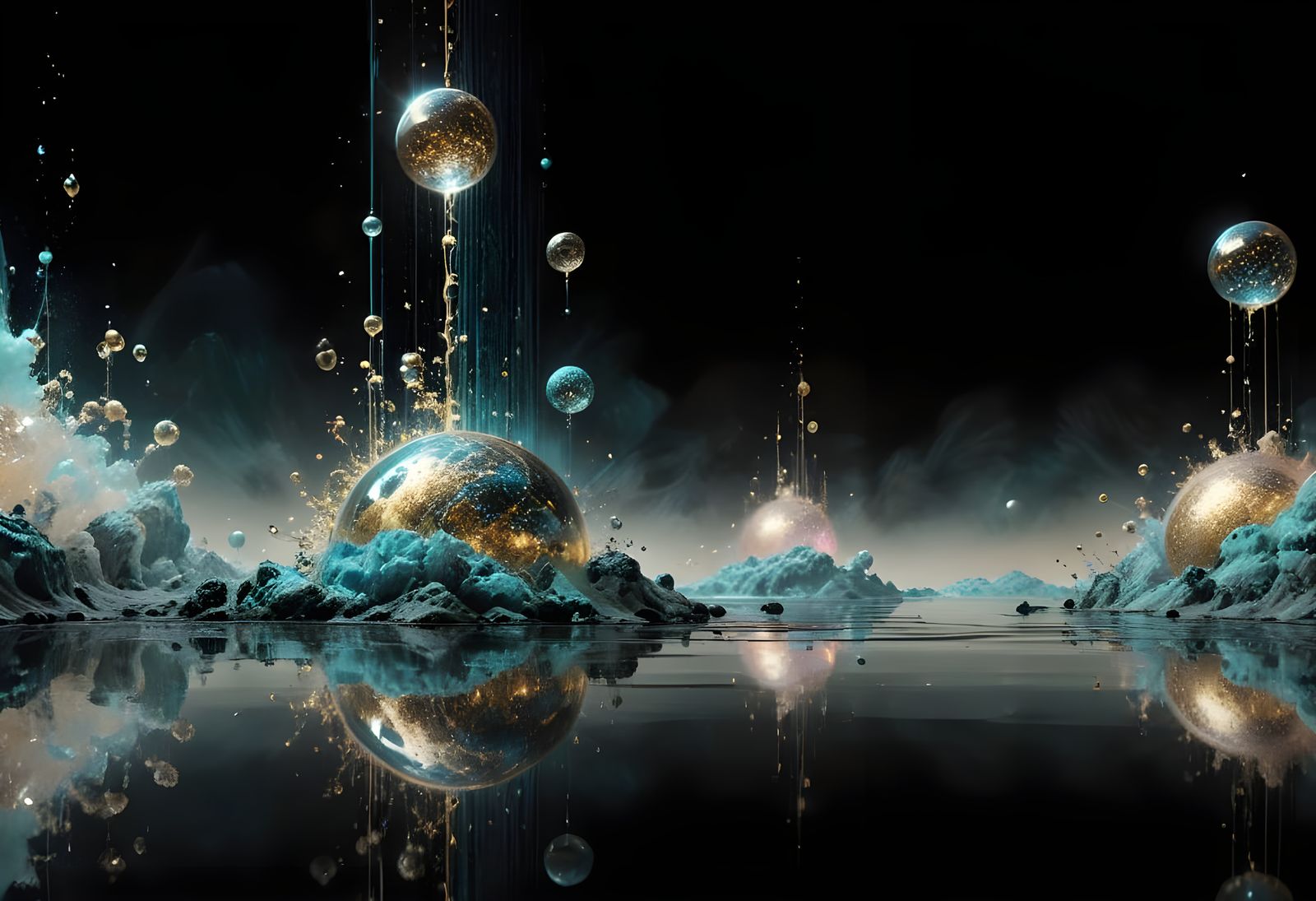 Bioluminescent Landscape in Soft Impasto Painting Style