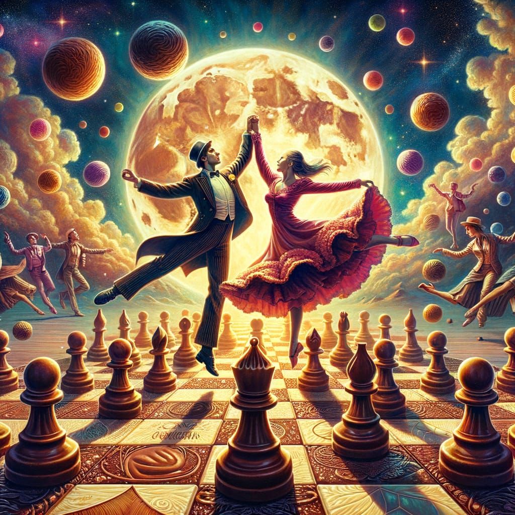 King of Spades and Queen of Hearts Dance on Chocolate Chessb...