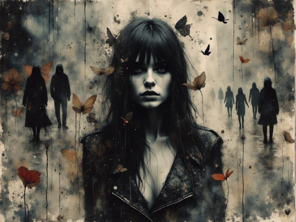 Surreal Female Figure in Watercolor and Alcohol Ink