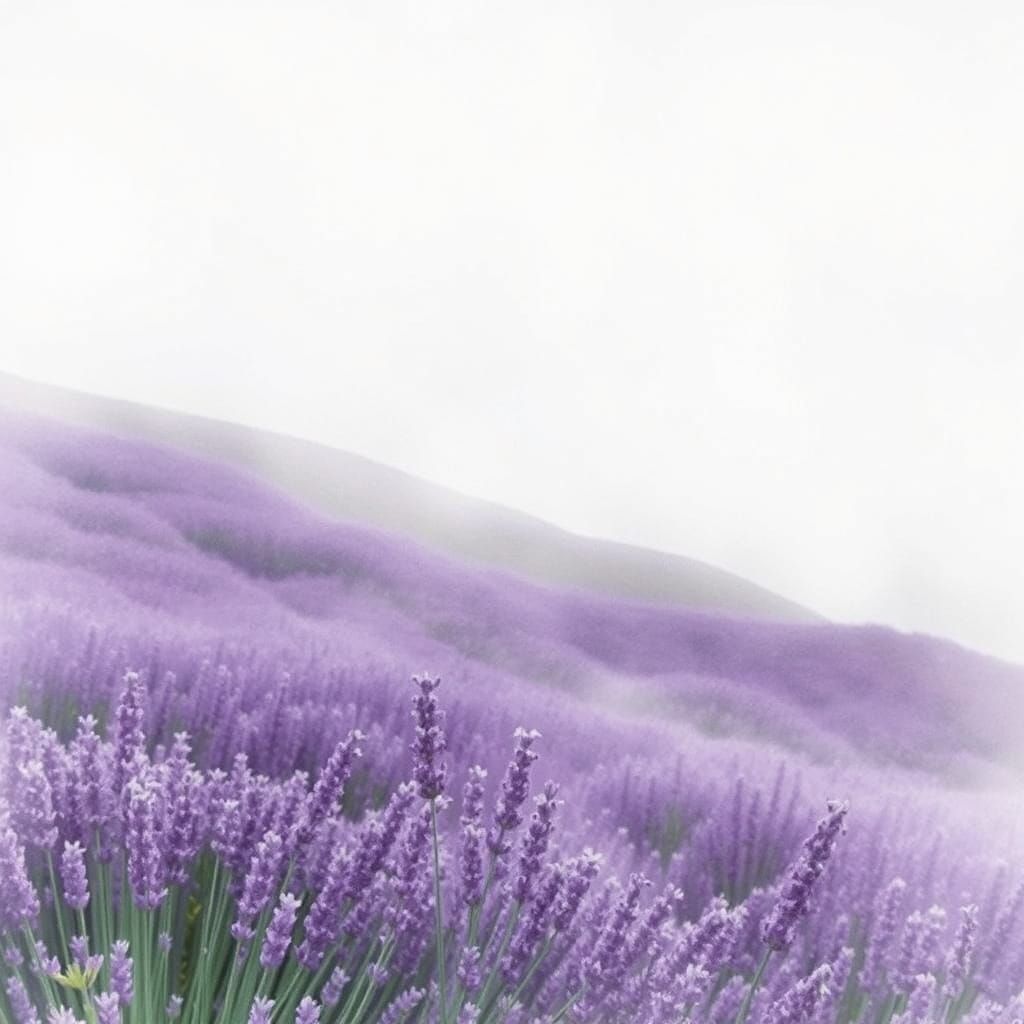 Lavender Field in Misty Watercolor Landscape